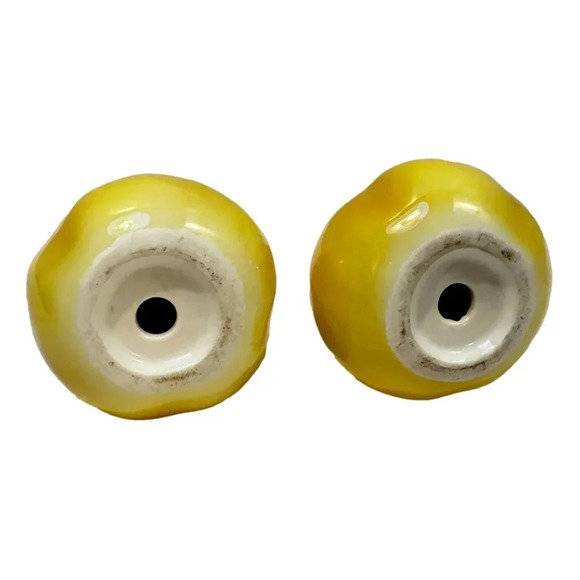 Vintage Salt Pepper Yellow  Pears Ceramic Metal Tops Japan 1950s - Picture 5 of 7